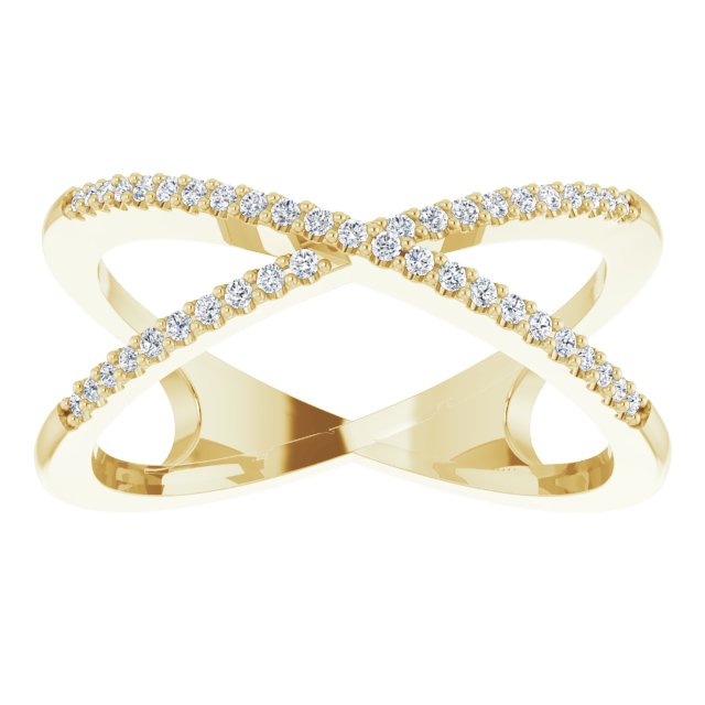 14K Yellow Gold 1/6 CTW Natural Diamond Criss-Cross Ring