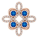 14K Rose Natural Blue Sapphire & 1/6 CTW Natural Diamond Clover Pendant