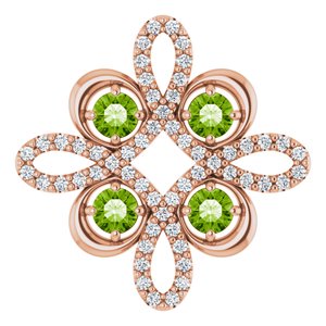14K Rose Natural Peridot & 1/6 CTW Natural Diamond Clover Pendant