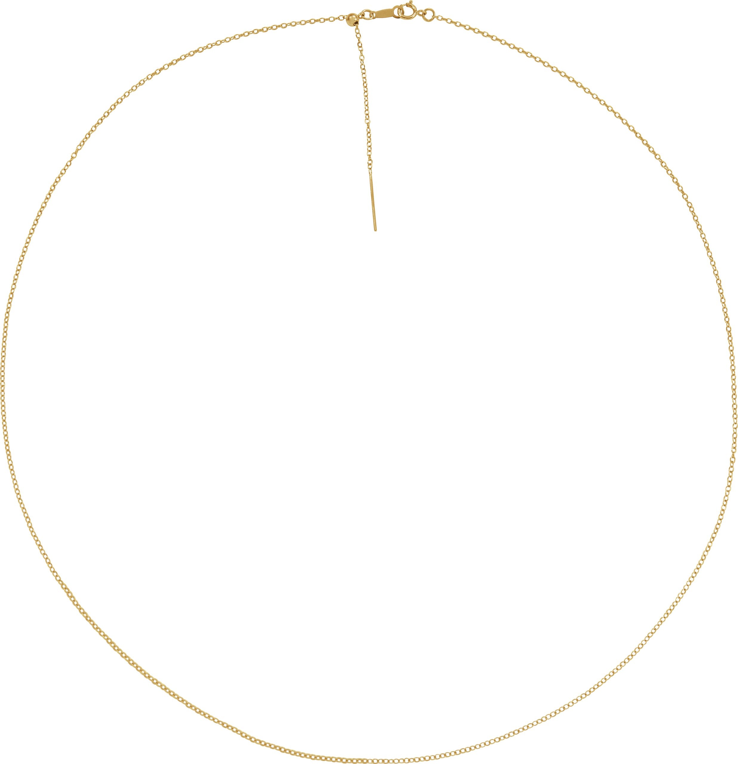 14K Yellow Gold 1.1 mm Adjustable Threader Cable 16-22" Chain