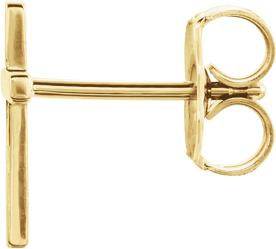 14K Yellow Gold 10mm Cross Single Earring