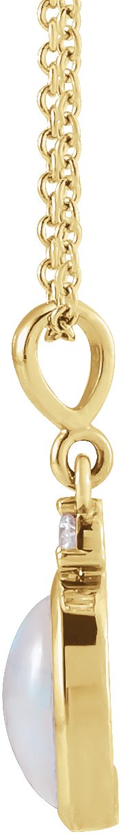 87438 / Necklace / Set / 14K Yellow Gold / Oval / Natural Ethiopian Opal / 6 X 4Mm :: 0.015 Ct / Natural Diamond / I1, GH / 16-18 In / Polished / Natural Ethiopian Opal And Natural Diamond Bezel-Set Cabochon Necklace