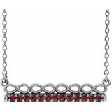 14K White Natural Mozambique Garnet Infinity-Inspired Bar 18" Necklace