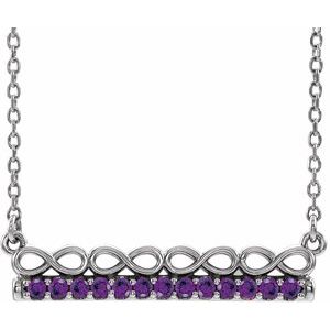 14K White Natural Amethyst Infinity-Inspired Bar 18" Necklace