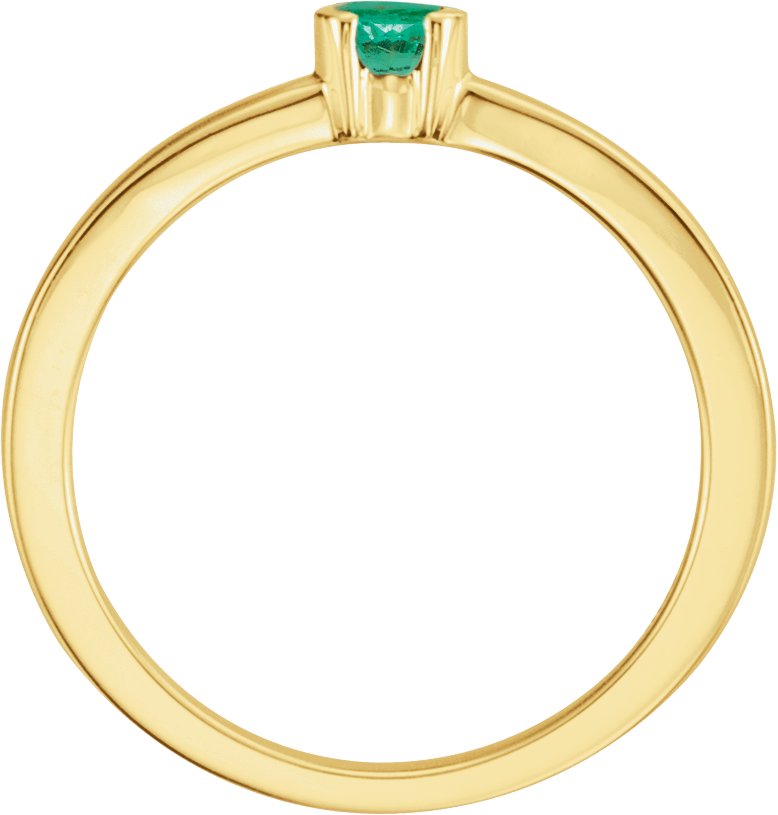 14K Yellow Gold Lab-Grown Emerald Family Stackable Ring