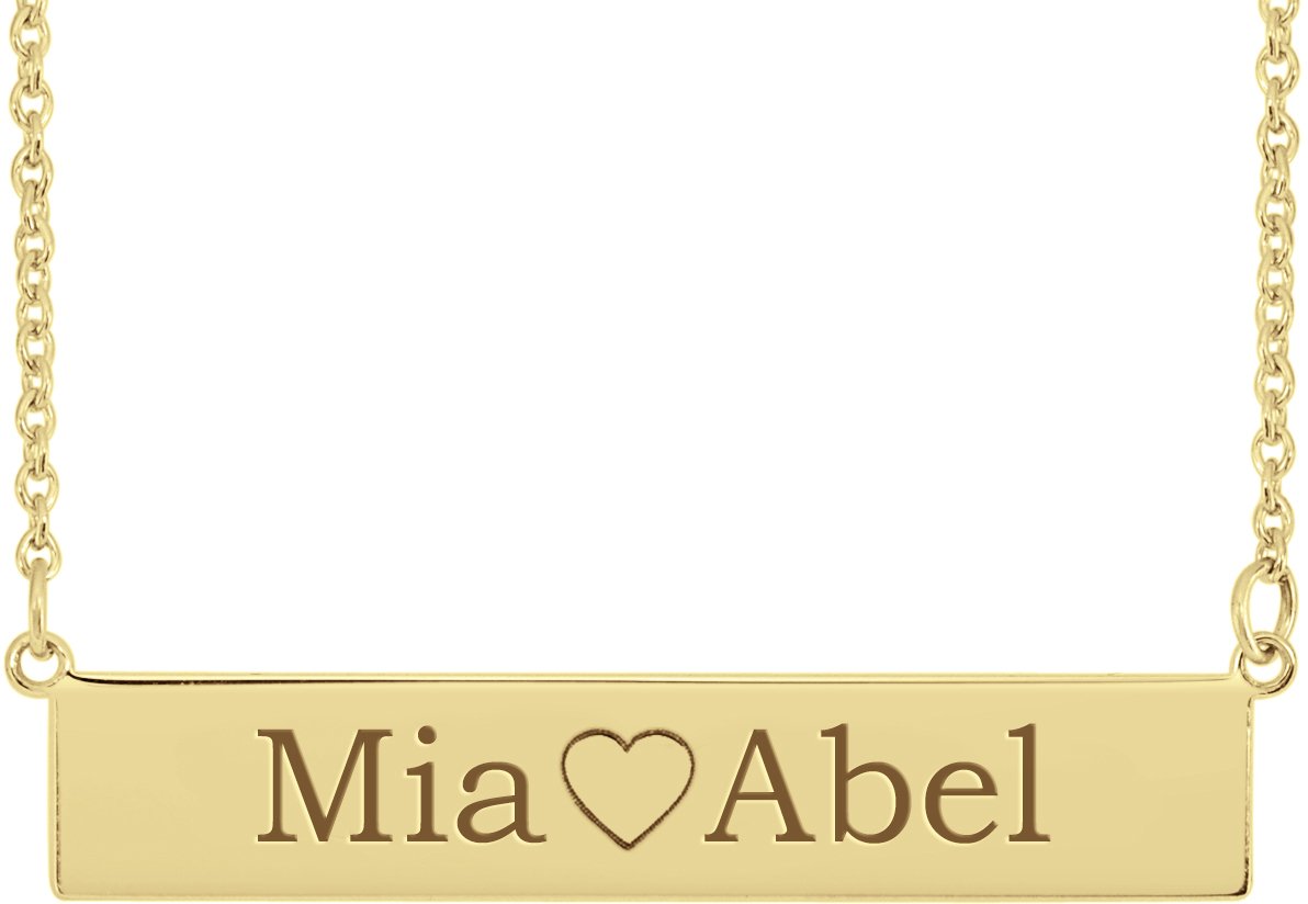 14K Yellow Gold Be Posh® Engravable Bar 17 1/2" Necklace