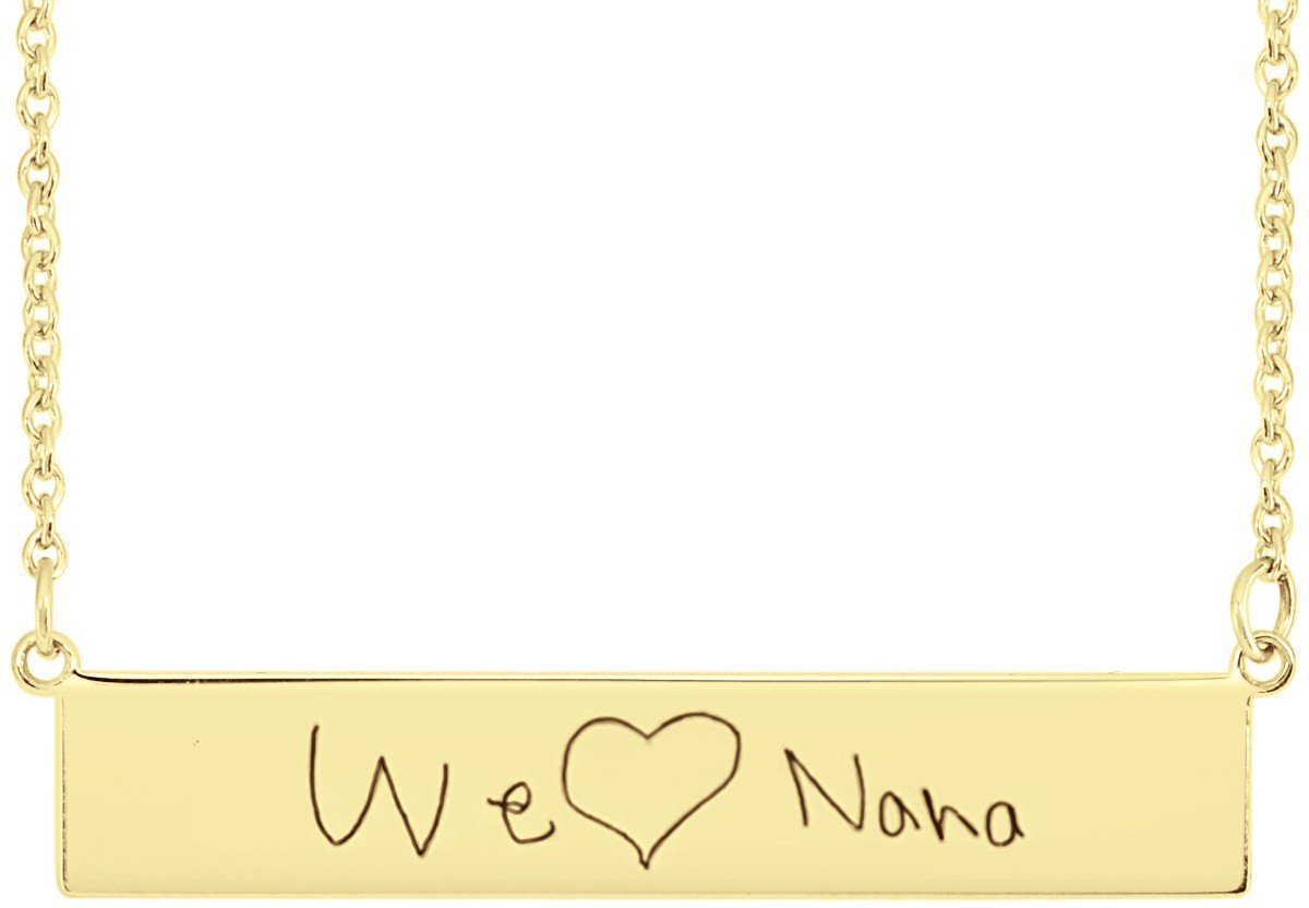 18K Yellow Gold Vermeil Be Posh® Engravable Bar 17 1/2" Necklace