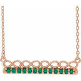 14K Rose Natural Emerald Infinity-Inspired Bar 18" Necklace