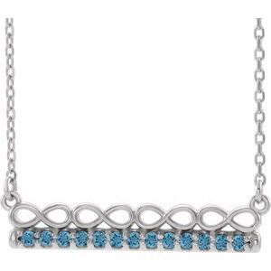 Sterling Silver Natural Aquamarine Infinity-Inspired Bar 18" Necklace