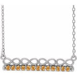 14K White Natural Citrine Infinity-Inspired Bar 16" Necklace