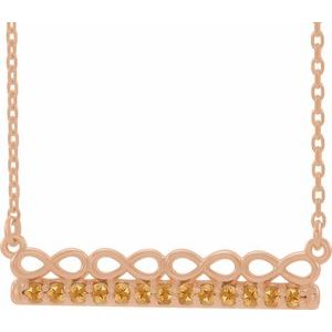 14K Rose Natural Citrine Infinity-Inspired Bar 16" Necklace