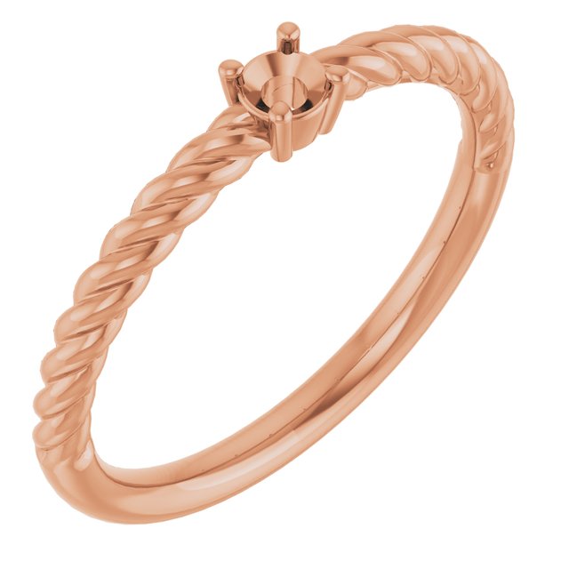 14K Rose 3 mm Round Solitaire Rope Ring Mounting