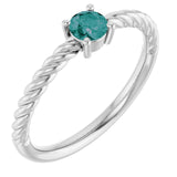 Platinum 4mm Lab-Grown Alexandrite Solitaire Rope Ring