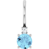 88002 / Pendant / Set / Platinum / Round / Natural Aquamarine / 4Mm :: 0.015 Ct / Natural Diamond / Si2-Si3, GH / Polished / Natural Aquamarine And .015 Ct Natural Diamond Charm/Pendant