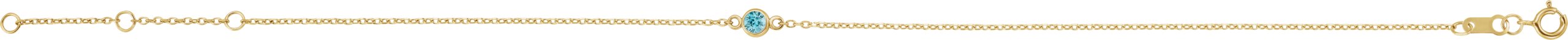 14K Yellow Gold Natural Blue Zircon Bezel Set Solitaire 6 1/2-7 1/2" Bracelet
