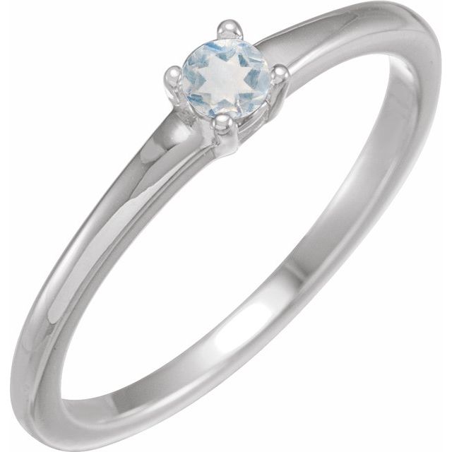 14K White Natural Blue Sheen Moonstone Ring