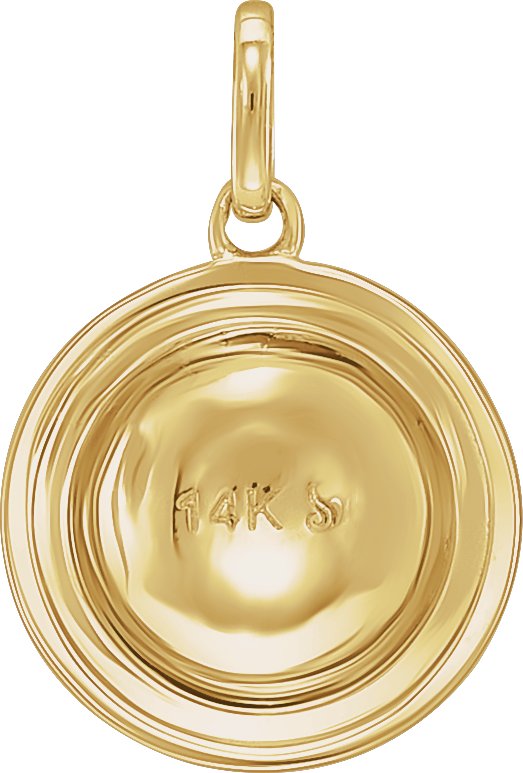 14K Yellow Gold Hammered Disk Pendant
