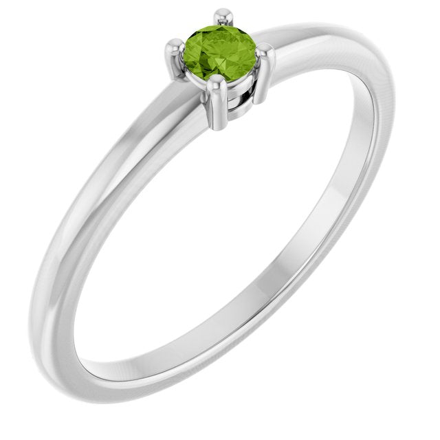 Platinum Natural Peridot Ring