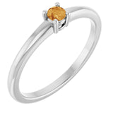 14K White Natural Citrine Ring