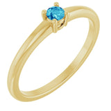 14K Yellow Natural Blue Zircon Ring