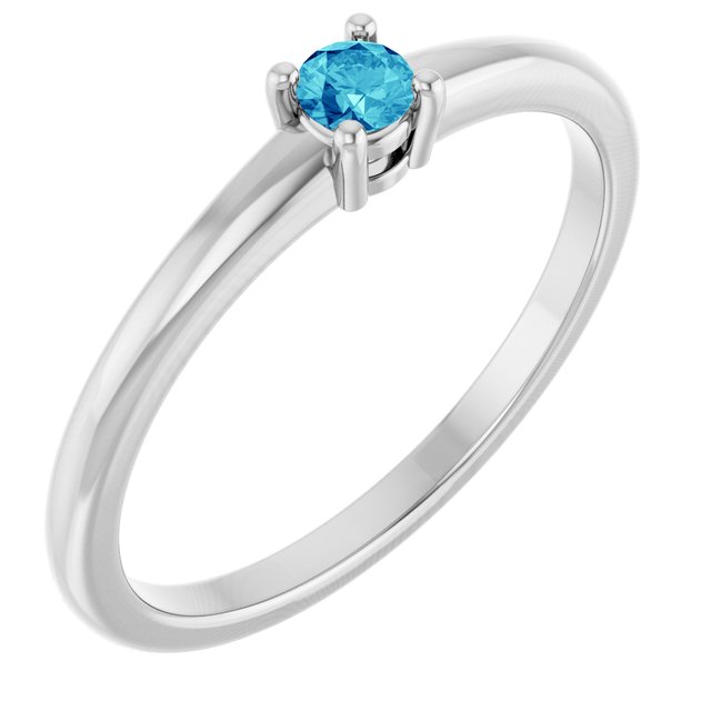 Platinum Natural Blue Zircon Ring