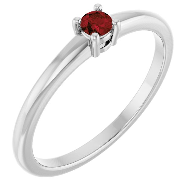 14K White Natural Garnet Mozambique Ring
