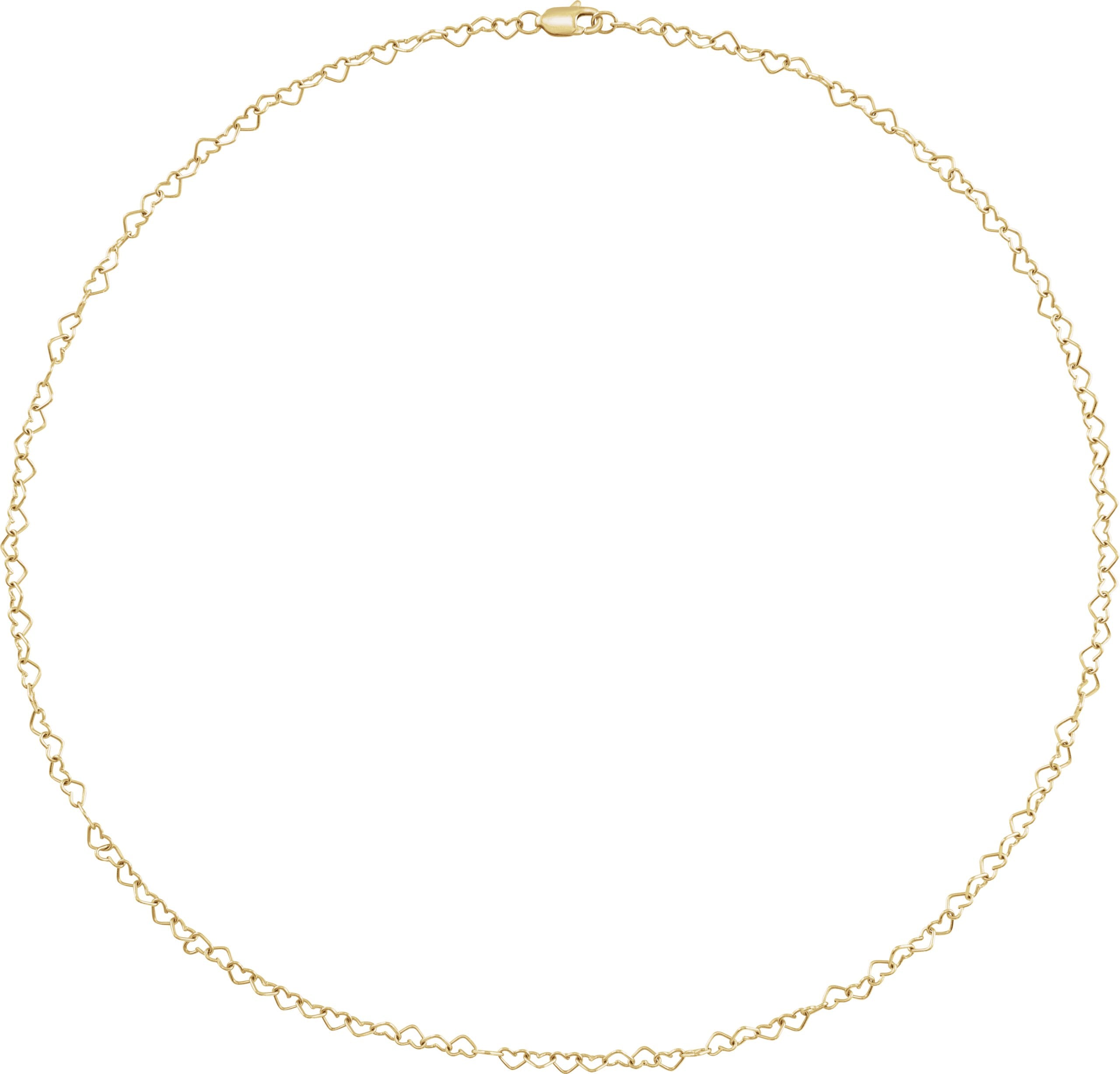14K Yellow Gold 3.2mm Heart Cable 7" Chain