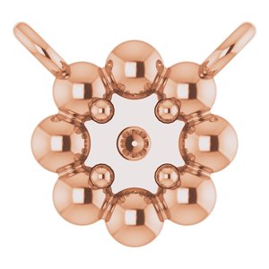 14K Rose 2 mm Round Beaded Youth Necklace Center Mounting