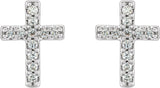 14K White Gold .08 CTW Natural Diamond Cross Earrings