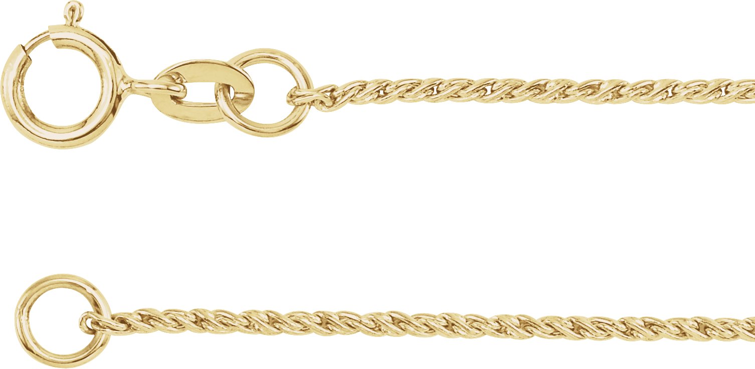 14K Yellow Gold 1mm Twisted Wheat 24" Chain