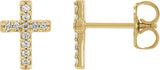 14K Yellow Gold .08 CTW Natural Diamond Cross Earrings