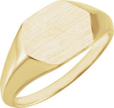 14K Yellow Gold 12x10 mm Geometric Signet Ring