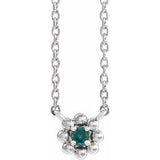 14K White Natural Alexandrite Beaded Youth 16" Necklace