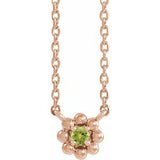 14K Rose Natural Peridot Beaded Youth 16" Necklace