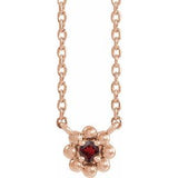 14K Rose Natural Mozambique Garnet Beaded Youth 16" Necklace