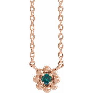 14K Rose Natural Alexandrite Beaded Youth 16" Necklace