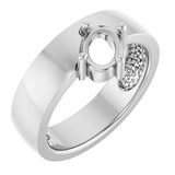Platinum 7x5 mm Oval Asymmetric Solitaire Ring Mounting