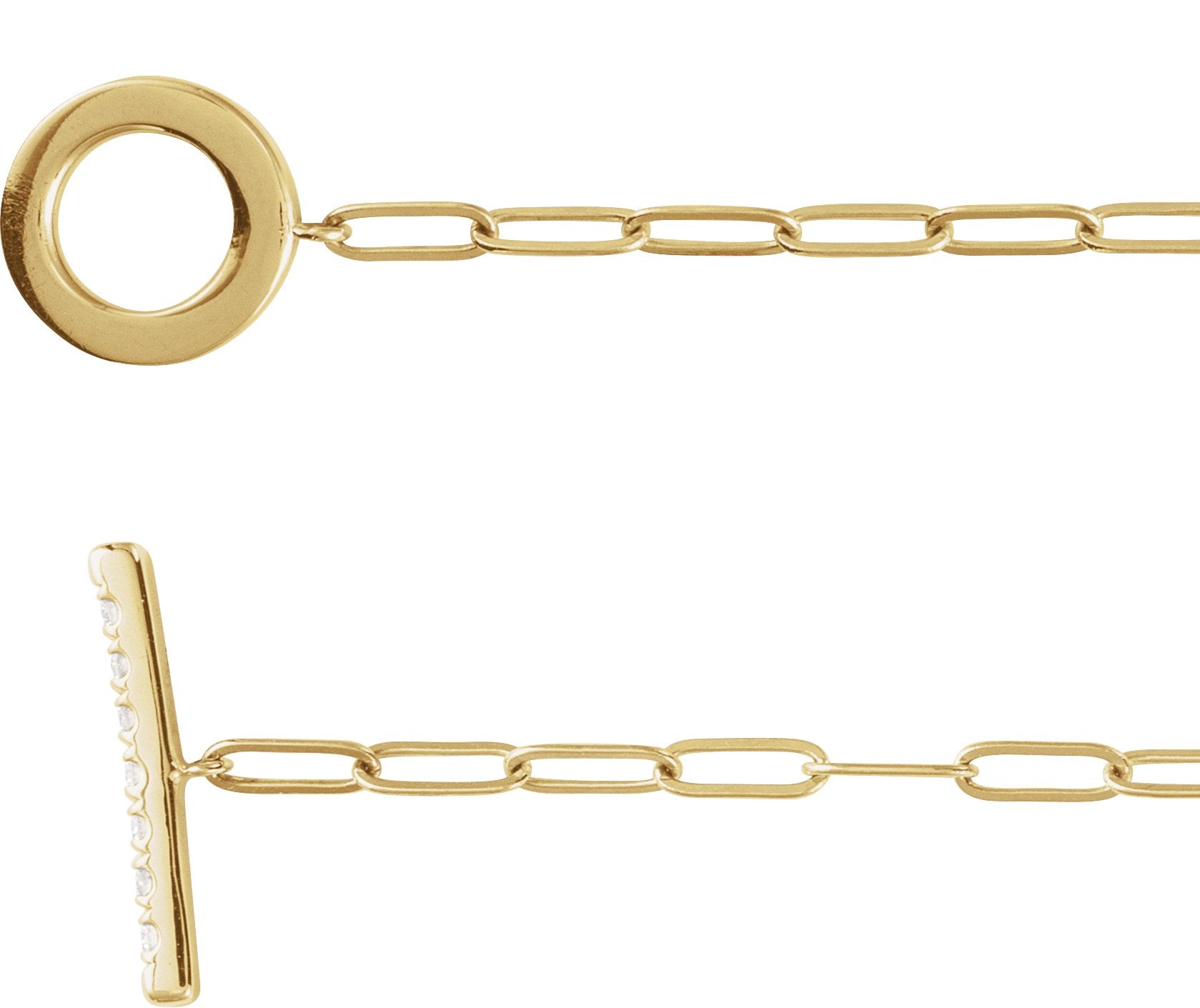 Brc895 / Bracelet / 14K Yellow / Set / Natural Diamond / Round / 1.5 Mm / 7 In / I1, GH / Polished / 1/10 Ctw Diamond Toggle Bracelet