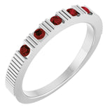 Sterling Silver Natural Mozambique Garnet Stackable Ring