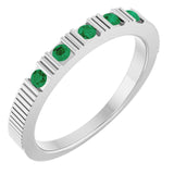 14K White Natural Emerald Stackable Ring