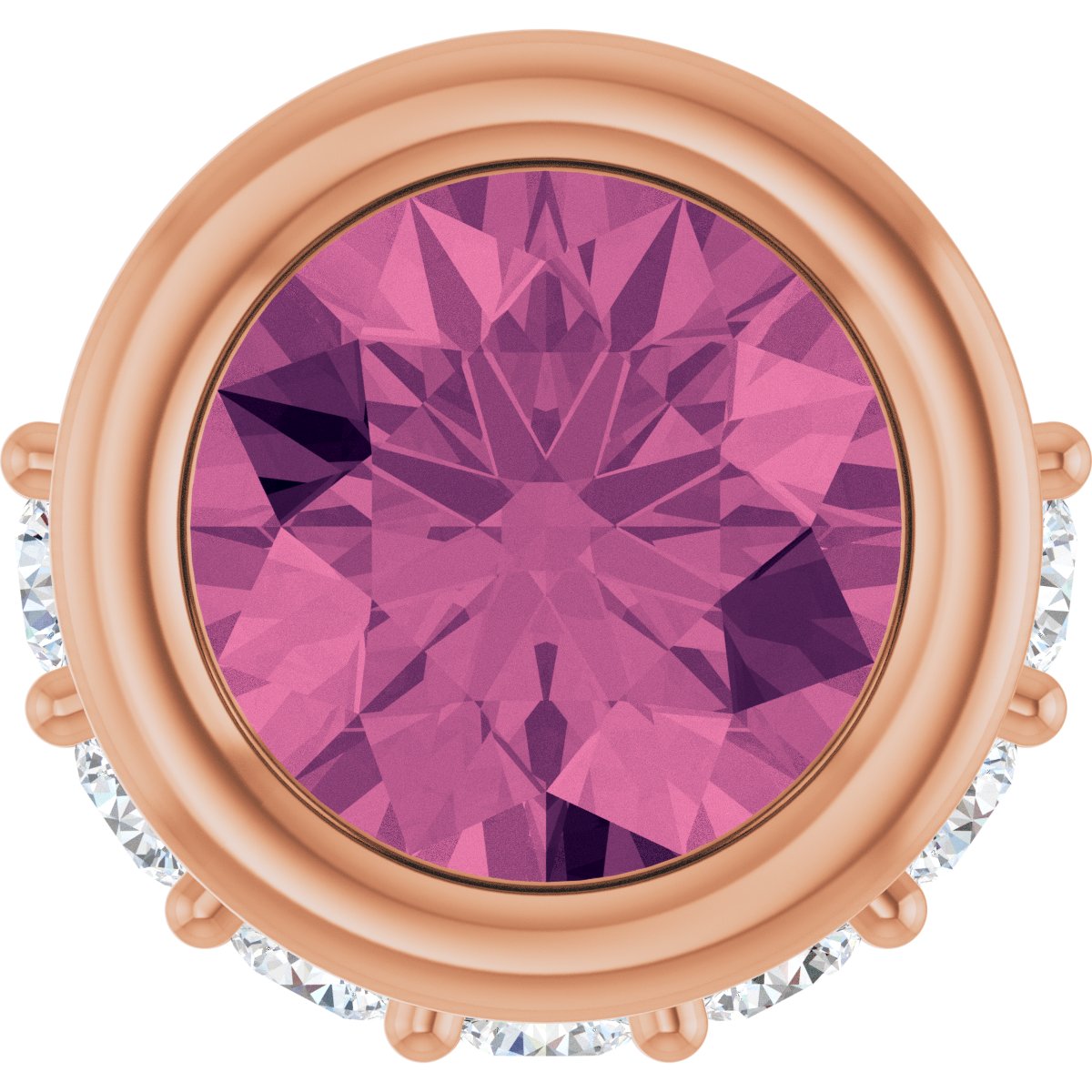 88577 / Pendant / Set / 14K Rose Gold / Round / Natural Pink Tourmaline / 5Mm :: 1/10 Ctw / Natural Diamond / I1, GH / Polished / Natural Pink Tourmaline And 1/10 Ctw Natural Diamond Pendant