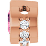 88577 / Pendant / Set / 14K Rose Gold / Round / Natural Pink Tourmaline / 5Mm :: 1/10 Ctw / Natural Diamond / I1, GH / Polished / Natural Pink Tourmaline And 1/10 Ctw Natural Diamond Pendant
