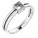 Sterling Silver 3.25mm Square Ring Mounting