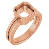 10K Rose 7mm Asscher Ring Mounting