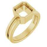 10K Yellow 7 mm Asscher Ring Mounting