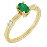 14K Yellow Lab-Grown Emerald &amp; .05 CTW Natural Diamond Ring