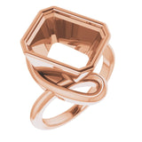 14K Rose 12x10 mm Emerald Ring Mounting