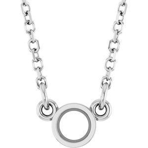 Sterling Silver 3 mm Round Bezel Set Solitaire 18" Necklace Mounting