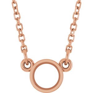 14K Rose 4.1 mm Round Bezel Set Solitaire 18" Necklace Mounting