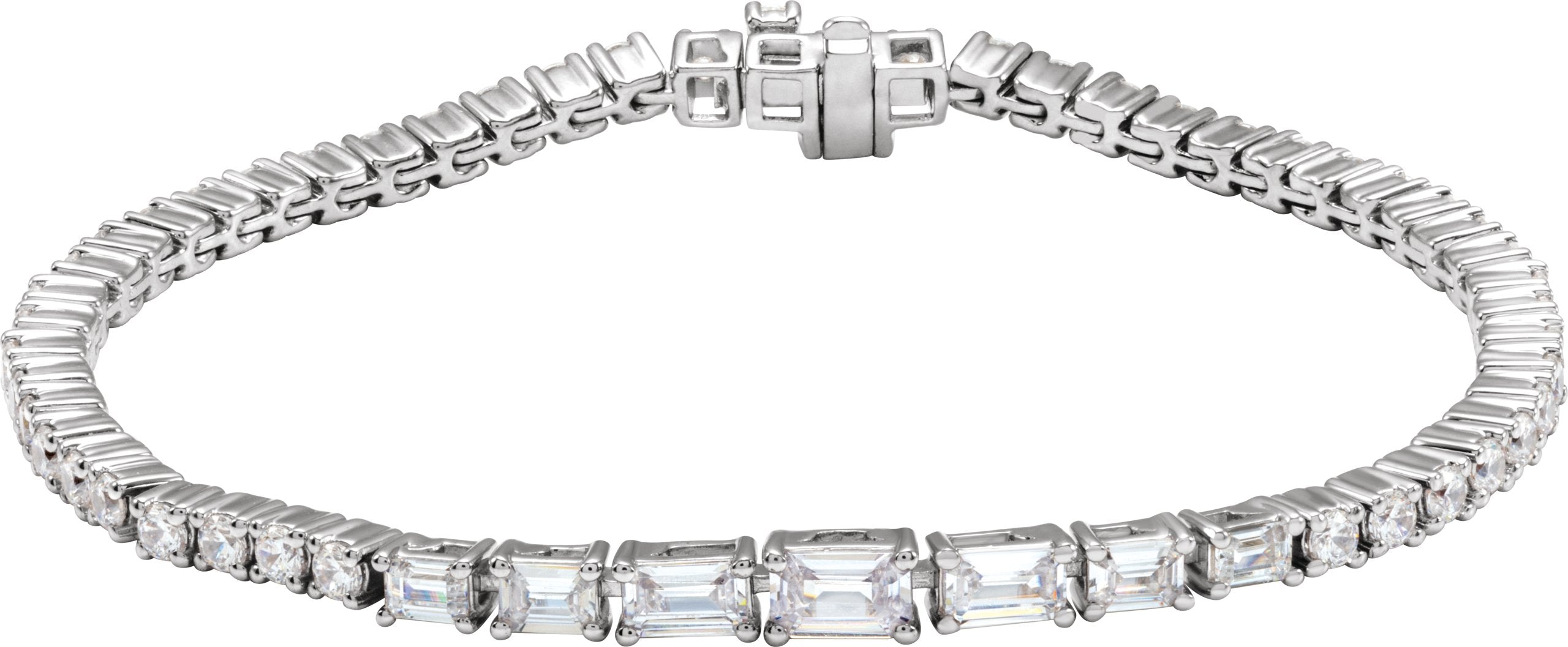 Brc977 / Bracelet / Set / 14K White / Emerald / Lab-Grown Diamond / Lab-Grown Diamond / 5.5 X 3.5Mm :: 4 5/8 Ctw / Si, GH / 7 In / Polished / 4 5/8 Ctw Lab-Grown Diamond Line Bracelet